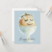 Aquarellfärbung Lächeln Ei in Cup Oster Karte (Vorderseite/Rückseite Beispiel)