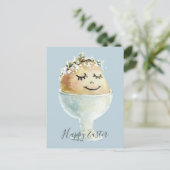 Aquarellfärbung Lächeln Ei in Cup Oster Postkarte (Stehend Vorderseite)