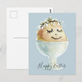 Aquarellfärbung Lächeln Ei in Cup Oster Postkarte (Vorne/Hinten)