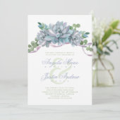 Aquarellfärbung mit Lila Band Einladung (Stehend Vorderseite)