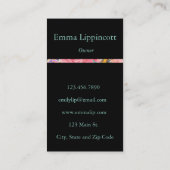 Aquarellfärbung Rose Blumenspray auf Chippy Aqua Visitenkarte (Rückseite)