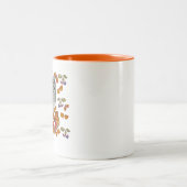 Aquarellfärbung schöne Eule und Blätter Kaffee mu Zweifarbige Tasse (Mittel)