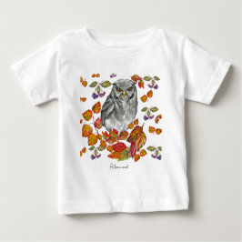Aquarellfärbung schöne Eule und Blätter Untersetze Baby T-shirt