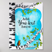 Aquarellfärbung von Birch Tree mit Text Poster (Vorne)