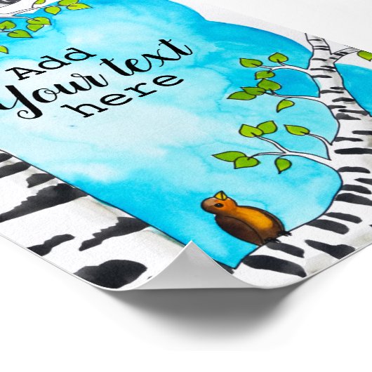 Aquarellfärbung von Birch Tree mit Text Poster (Ecke)