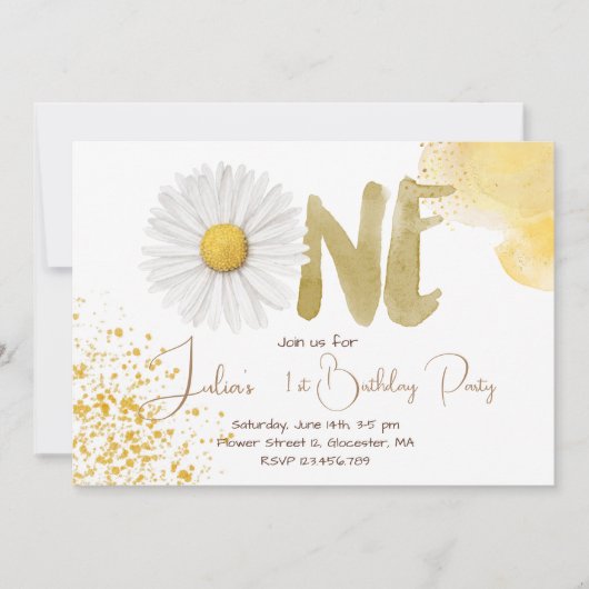 Aquarellfärbung zum ersten Geburtstag Einladung (Vorderseite)