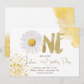 Aquarellfärbung zum ersten Geburtstag Einladung (Vorne/Hinten)