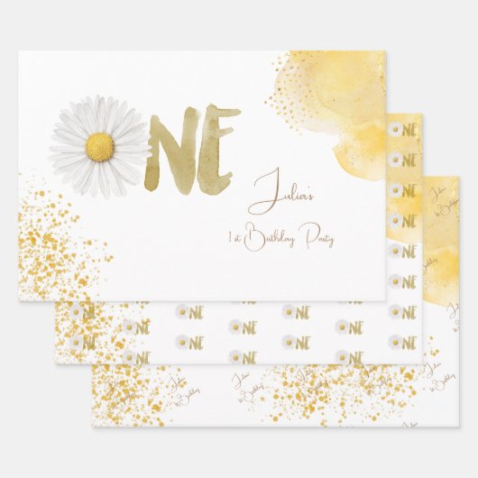 Aquarellfärbung zum ersten Geburtstag Geschenkpapier Set (Set)