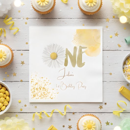 Aquarellfärbung zum ersten Geburtstag Serviette