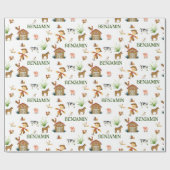 Aquarellfarm Geburtstags Tiere Individuelle Name Geschenkpapier (Flach)