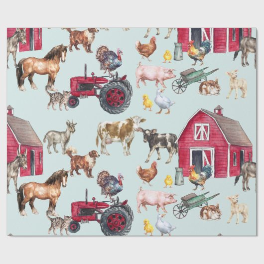 Aquarellfarm  geschenkpapier (Flach)