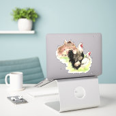 Aquarellfarm Hühnerrooster Hen Barn Kunst Aufkleber (Laptop auf Schreibtisch)