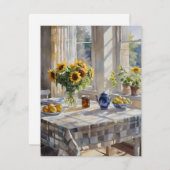 Aquarellfarm Küchentisch A Feiertagskarte (Vorne/Hinten)