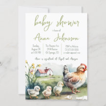 Aquarellfarm mit Chicks Baby Dusche