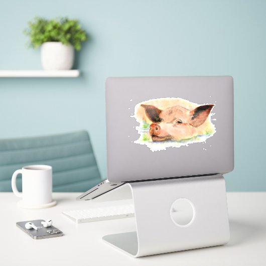 Aquarellfarm Schweinefleisch Art Aufkleber (Laptop auf Schreibtisch)