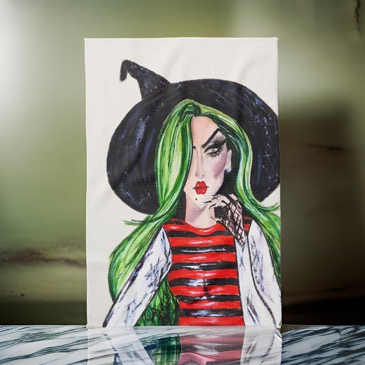 Aquarellfashion Hexenmeister Geschirrtuch
