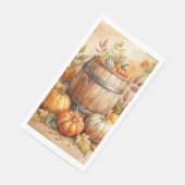 Aquarellfass mit Kürbissen Herbst Serviette (Ecke)