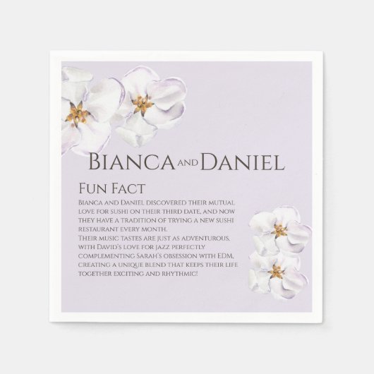 Aquarellfeder blüht Fun Fakten Paar Serviette (Vorderseite)