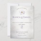 Aquarellfeder Blume Foto Hochzeit Einladung (Vorderseite)