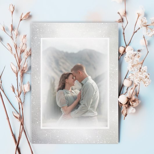 Aquarellfeder Blume Foto Hochzeit Einladung