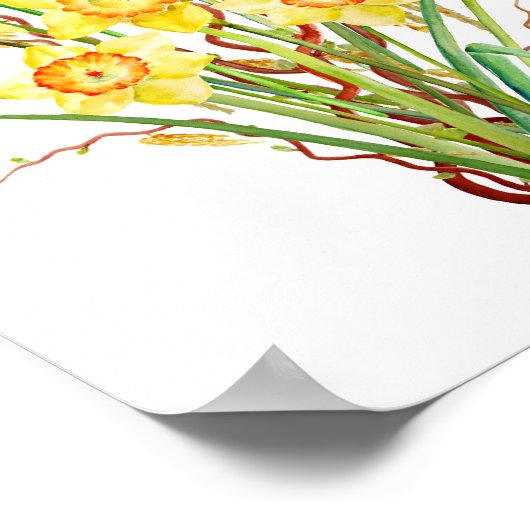 Aquarellfeder-Blume Poster (Ecke)