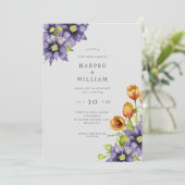 Aquarellfeder Blütenfarbene Hochzeit Einladung (Stehend Vorderseite)