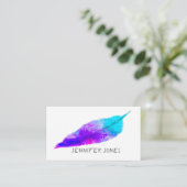 Aquarellfederkunst lila türkisfarbene Kunst Visitenkarte (Stehend Vorderseite)