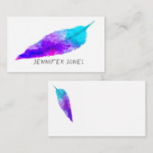 Aquarellfederkunst lila türkisfarbene Kunst Visitenkarte (Vorne/Hinten)