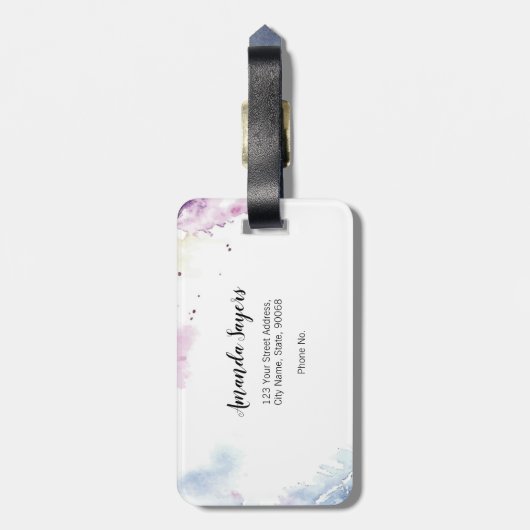 Aquarellfedern Gepäckanhänger (Rückseite vertikal)