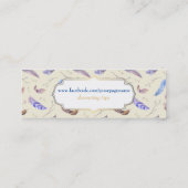 AquarellFedern mit Extravagantem Oval-Rahmen Mini Visitenkarte (Rückseite)