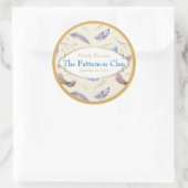 AquarellFedern mit Extravaganter Frame Wiedersehen Runder Aufkleber (Tasche)