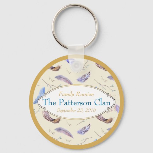 AquarellFedern mit Extravaganter Frame Wiedersehen Schlüsselanhänger (Vorderseite)