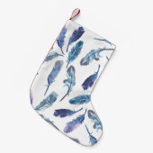 Aquarellfedern: nahtlos luftiges Muster. Kleiner Weihnachtsstrumpf (Vorderansicht (hängend))