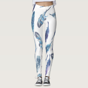 Aquarellfedern: nahtlos luftiges Muster. Leggings