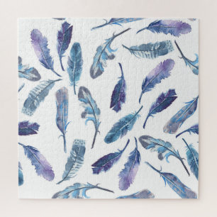 Aquarellfedern: nahtlos luftiges Muster. Puzzle