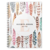 Aquarellfedern. Name. Boho-Muster Notizblock (Vorderseite)