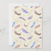 AquarellFedern und Extravagante Rahmen zum Geburts Einladung (Rückseite)