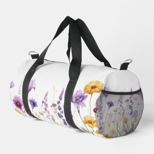 Aquarellfeld mit Wildblumen Duffle Bag (Rechte Ecke)