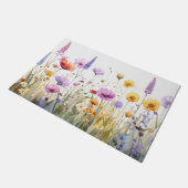Aquarellfeld mit Wildblumen Fußmatte (Schrägansicht)
