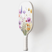 Aquarellfeld mit Wildblumen  Pickleball Schläger (Links)