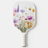 Aquarellfeld mit Wildblumen  Pickleball Schläger (Rückseite)