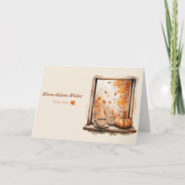 Aquarellfenster mit Pumpkin und Kaffee Karte