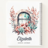 Aquarellfenster mit rosa Blume und Sukkulturen Notizblock (Rückseite)