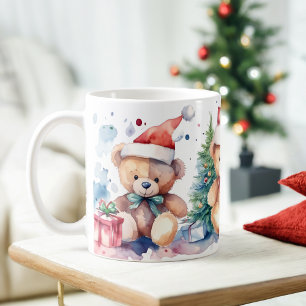Aquarellfestivals Teddy Bears Weihnachten Tasse