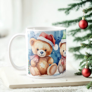 Aquarellfestivals Teddy Bears Weihnachten Tasse