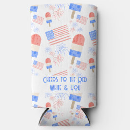 Aquarellfeuerwerke, Flaggen und Popsicles Koozie Selters Dosenkühler