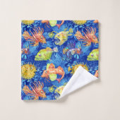 Aquarellfisch Badhandtuch Set (Waschlappen)