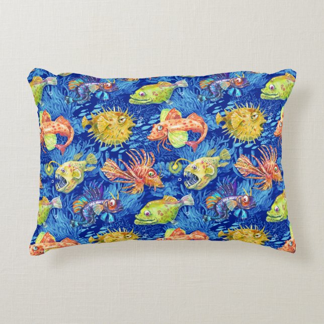 Aquarellfisch Dekokissen (Vorderseite)