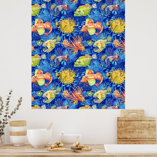 Aquarellfisch Poster (Küche)