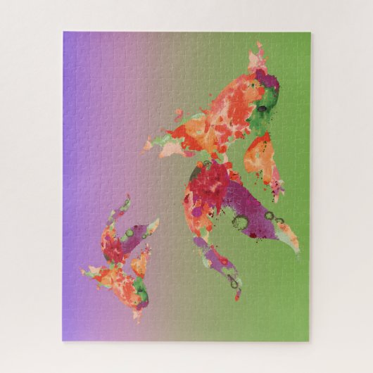 Aquarellfisch Puzzle (Vertikal)